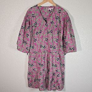 Sundry Floral Pink and Green Midi Dress Size Small (2-6)